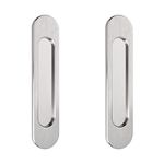 MOROBOR 18CM Self-Stick Oval Sliding Door Pulls, 2pcs Brushed Steel Aluminum Alloy Flush Pull Punch-Free Handle for Sliding Barn Door Windows Cabinets