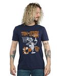 Absolute Cult Tom and Jerry Men's Spinning Basketball T-Shirt Navy Blue XXX-Large