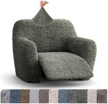 PAULATO BY GA.I.CO. Recliner Slipcover - Reclining Chair Cover - Printed Slipcovers - 1-Piece Form Fit Stretch Furniture Protector - Microfibra Print Collection - Mossy Grey (Recliner Cover)