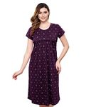 TIGYWIGY Women's Cotton Printed Knee Length Maternity/Feeding/Nursing Nighty (X-Large, Wine3)