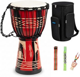 MOSEN 10 inch Djembe Drum, Hand-Carved Mahogany Goat Skin African Drum