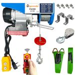 Bigorenda Winches Electric Hoist 200KG Wireless Remote Control/Wired Control 2 in 1, Electric Hoist Lift 20M/10M Lifting Height,Single/Double Sling,Emergency Stop Switch,for Factory Warehouse Garage