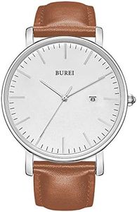 BUREI Uomo Orologio da Polso al Quarzo Classico con Cassa Ultra Sottile Design Minimalista Quadrante Analogico Data Finestra