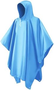 CHGANG Waterproof Poncho Adult, Reusable Rain Poncho Lightweight Waterproof Raincoat Emergency with Hood for Outdoor Hiking Camping Cycling Traveling (Blue)