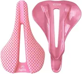 AGILIX 3D Printed Bike Saddle 160mm, Carbon Road Bike Seat with Shock Absorbing Core - Ergonomic & Breathable Design for Men Women, Fit for MTB, Gravel & Road Bikes(Pink)