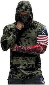 Men' Performance Fishing Hoodie Shirt UPF 50+ Sun Protection Long Sleeve UV SPF T-Shirts Rash Guard with Face Mask