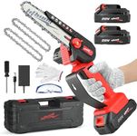 6" Cordless Mini Chainsaw: The Ultimate Handheld Electric Saw for Efficient Tree Pruning and Wood Cutting with Dual Batteries and Durable Manganese Steel Chains (red)