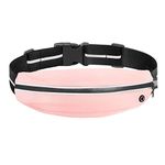 BILIONE Slim Running Belt, Runners Fanny Pack for Women and Men, Reflective Run Waist Belt for Workout Jogging with Headphone Port, Running Gift Gear (Pink)