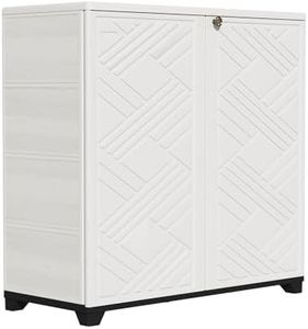 ZZM Indoor/Outdoor Storage Cabinet Waterproof, 34"x15"x34" Plastic Outdoor Storage Box for Garden Balcony Bathroom, All Weather Outdoor Storage Clearance, DIY Usage, with No Shelf (White)