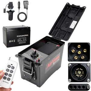 Trailer Light Tester Box with 12V 12AH Battery,Remote Control Function,with 7-Way Flat (Spade) Pin,6-Way Round Pin,4/5-Pin Connectors Adapter,IPX8 Waterproof Case,98FT Max Remote Range,2-Year Warranty