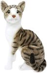 Tickles Cute Cat Soft Stuffed Plush Animal Toy for Kids Room (Size: 21 cm Color: Grey and White)