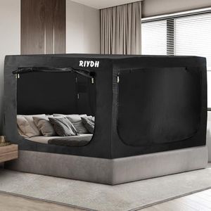 RIYDH Bed Tent Bed Canopy Tents for Adult - Portable Dream Tent Indoor Sleeping Tents 70% Blackout with 3 Doors Breathable Private Space Tents
