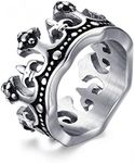 VNOX Mens Stainless Steel Vintage Crown Ring for Wedding Band Promise Engagement Size 10