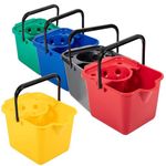 12L Plastic Mop Buckets For Cleaning Hard Floors Green Blue Red Yellow & Metallic With Lip For Easy Pouring (1, Green)