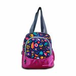 AMARY Lunch Bag with Front Pockets & Bottle Holder | Sturdy Light Weight Special Material | Water Repellent | Spacious Tiffin Bag, Lunch Bag, Storage Bag for All Purpose Needs (Floral, Violet)