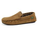 DUNLOP Mens Famous George Moccasin Loafers Faux Sheepskin Fur Slippers with Memory Foam (9 UK, Tan)