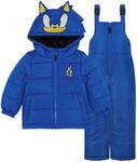 SEGA Sonic The Hedgehog Boy’s Heavyweight 2-Piece Snow Bib & Jacket Snowsuit, Blue, 7