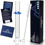 Glass Hydrometer Test Tube Jar & Cylinder Brush - Narrow Flask for Alcohol by Volume Test - Moonshine, Homebrew Beer, Home Wine Making Kits, Borosilicate Glass 3.3