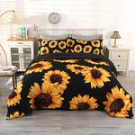 Wowelife Sunflower Bedding Comforter Sets, Sunflower Bed Set, 5-Piece Floral Bed Set Twin Size, Premium Twin Bedding Set Girls Kid Bedding Set, Comfortable and Soft for Teen Girls and Boys