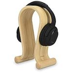 kalibri Wooden Omega Headphone Stand - Universal Headset Wood Hanger - Holder for Gaming Headsets DJ Studio Headphones & Earphone Display - Bamboo