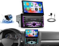 SIXTOP [2+64G] Android 13 Double Din Car Stereo 7 inch Flip Out Touchscreen Auto-Retractable with Wireless Carplay Android Auto Mirror Link Various Theme FM RDS Bluetooth WiFi GPS+AHD Camera&MIC