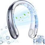 REXERA Portable Rechargeable Neck Fan 20Hrs Play 9000mAh USB Charging Battery Bladeless Neck Fan Smart Mini Hand Free 100 High Speed Fan Low Noise 360° Cooling NECK FAN (Grey)