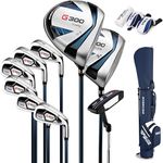 PGM Men's Complete Golf Club Sets - 9 Pieces - 2 Wood (#1,3), 6 Irons(#5,6,7,8,9,PW), 1 Putter - with Golf Stand Bag - Titanium Club Head - Graphite Shaft