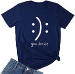 BLACKMYTH Women Cute Graphic Tees Soft T-Shirts Navy Blue Large