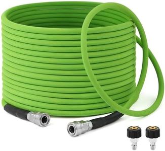 PWACCS Pressure Washer Hose 50 FT, 1/4" ID Steel Braided Power Washer Hose with 3/8" Quick Connect Fittings - 4000 PSI High Pressure Washing Extension Hose, Green