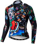 Men's Cycling Jersey Long Sleeve Pro Brand Team Reflective Bicycle Shirts Jacket Bird Skull, Dog, Large