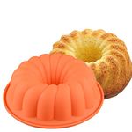 RoseFlower 1Pcs 9.45'' Nonstick Silicone Cake Mold Cake Pan Baking Mold, Leak-Proof Round Fluted Tube Cake Pan for Cake, Silicone Baking Molds for Cakes,Round Baking Pan for Christmas Cake Bread