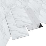 INMOZATA 28Pcs/5m² Peel and Stick Floor Tiles 30x60cm Marble Effect Vinyl Flooring Floor Tiles Self Adhesive Waterproof Vinyl Floor Tiles for Bathroom Kitchen Bathroom 2mm Thickness (Marble White)