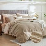 Simple&Opulence Cotton Duvet Cover Double, Waffle Bedding Set, Seersucker Duvet Cover with 2 Pillowcases, Luxury Hotel Quality, Button Closure(200x200cm,Linen)