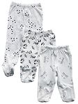 Maple Clothing Organic Cotton Baby Footed Pants (3 Pack, Polka/Panda/Cat, 6-12m)