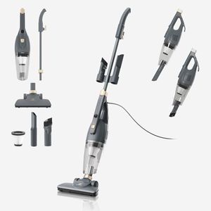 SUPERLEX Stielstaubsauger mit Kabel 600W 13kPa Starker Staubsauger mit HEPA Filter und 2 in 1 Handstaubsauger Leichter Hohe Saugleistung für Tierhaare Hartböden Teppiche Möbel Treppen und Enge Ecken
