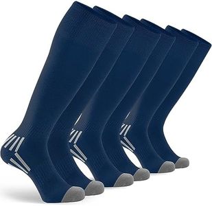 GRAPMKTG 3 Pack Soccer Baseball Softball Socks for Men Youth and Women Knee High Football Socks for Adult Navy Blue Large