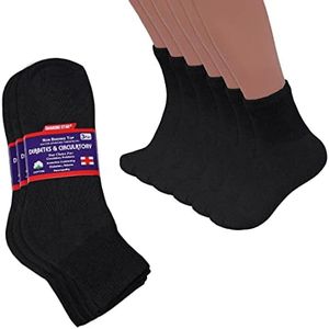 12 Pairs Men's Physicians Approved Quarter Ankle Diabetic Cotton Socks Size 10-13 (Black, Big & Tall Men's 13-15/ Fits Men's Shoe Size 9-14)