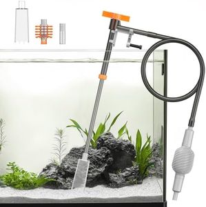 Pawfly Kit de Changement d'eau pour Aquarium 3 en 1, Nettoyeur à Siphon avec Tuyau de 1 m et Tube Extensible, Outil de Nettoyage de Gravier Manuel pour Changement d'eau, Lavage de Sable et Entretien