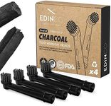 Edinco Recyclable Charcoal Toothbrush Heads Compatible with Braun Oral B Electric Toothbrush, Professional Plaque Removal Bristles, Black