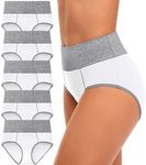 CULAYII High Waisted Underwear for Women Cotton No Muffin Top Full Coverage Briefs Soft Stretch Ladies Panties 5 Pack, White -5 Pack, 5XL