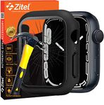 Zitel Hard Case with Built-in Tempered Glass Screen Protector Compatible with Apple Watch 41mm Series 9 8 7 - Matte Black