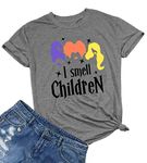 Plus Size Hocus Pocus Shirt Women Halloween Shirt Sanderson Sisters Funny Graphic Tee Tops, Gray, 2X