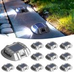 Solar Deck Lights Driveway Lights LED 12 Pack, Outdoor Solar Powered Aluminum Dock Marine Lights, IP65 Waterproof, Driveway Markers Step Lights for Sidewalk Stair, Garden, Pathway, Yard (White)