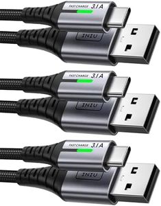 INIU USB C Cable, [3 Packs] Type C to USB A Fast Charger [0.5+2+2m] Cables, Nylon Braided Cord USB-C Fast Charging 3.1A, USBC Cable Phone Charger for iPhone 16 15 Pro Max Samsung Galaxy S22 S21 S20