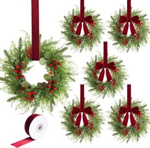 Thewe 12Pcs 14" Christmas Candle Wreaths for Kitchen Cabinet Table Decor