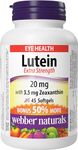 Webber Naturals Lutein 20 mg with Zeaxanthin, Extra Strength, 45 Softgels, Supports Eye Health