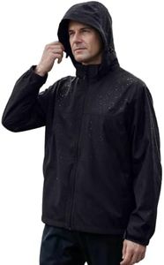 EIGIOO Men's Hooded Windbreaker Jacket Lightweight Waterproof for Hiking Black 3XL