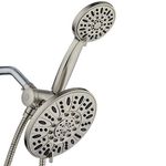 AquaDance 4228 Brushed Nickel 7" Premium High Pressure 3-Way Rainfall Combo for The Best of Both Worlds-Enjoy Luxurious Rain 6-Setting Hand Held Shower Separately or Together Showerhead,