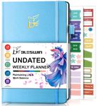 BLESWIN Undated Weekly Planner, A5 Size (5.7'' X 8.5'') Diary Week to View, Goal Setting Productivity Planner Journal with to-Do-List & Habit Tracker, Blue Work Planner Organizer for Men & Women