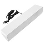 USB Computer Speaker, Wired Mini Soundbar Speaker, PC Laptop Speaker with 3.5mm Aux, Portable Stereo Soundbar Subwoofer for TV PC Laptop Desktop Cellphones Tablets(White)